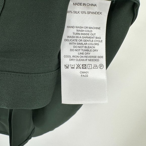 Quince Forest Green Stretch Silk Shirt Dress sz S Small Women's Long Sleeve - Picture 4 of 4
